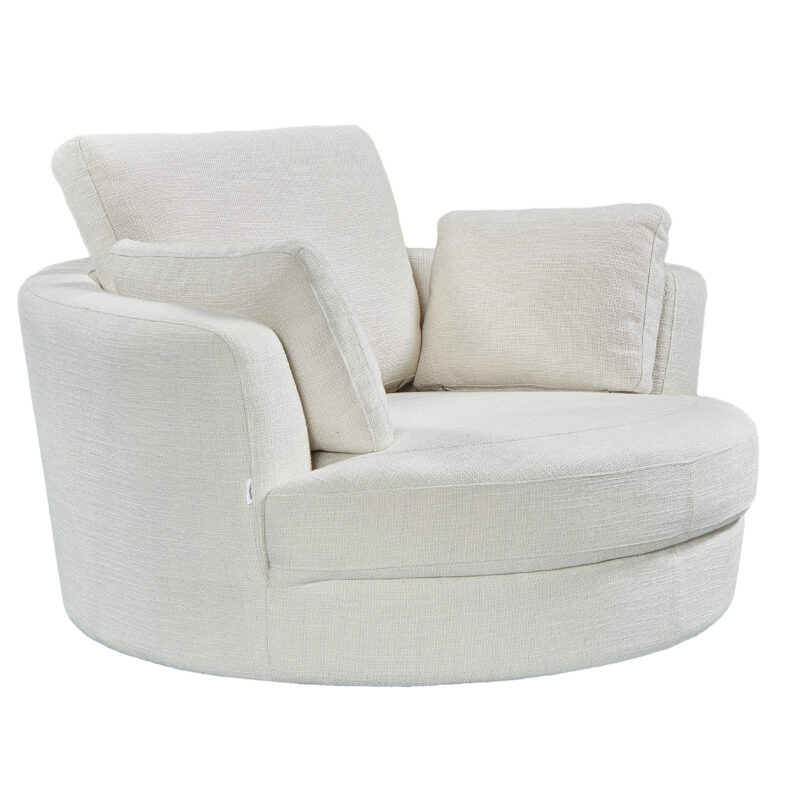 Cuddle Swivel Chair in Byron Ivory Fabric