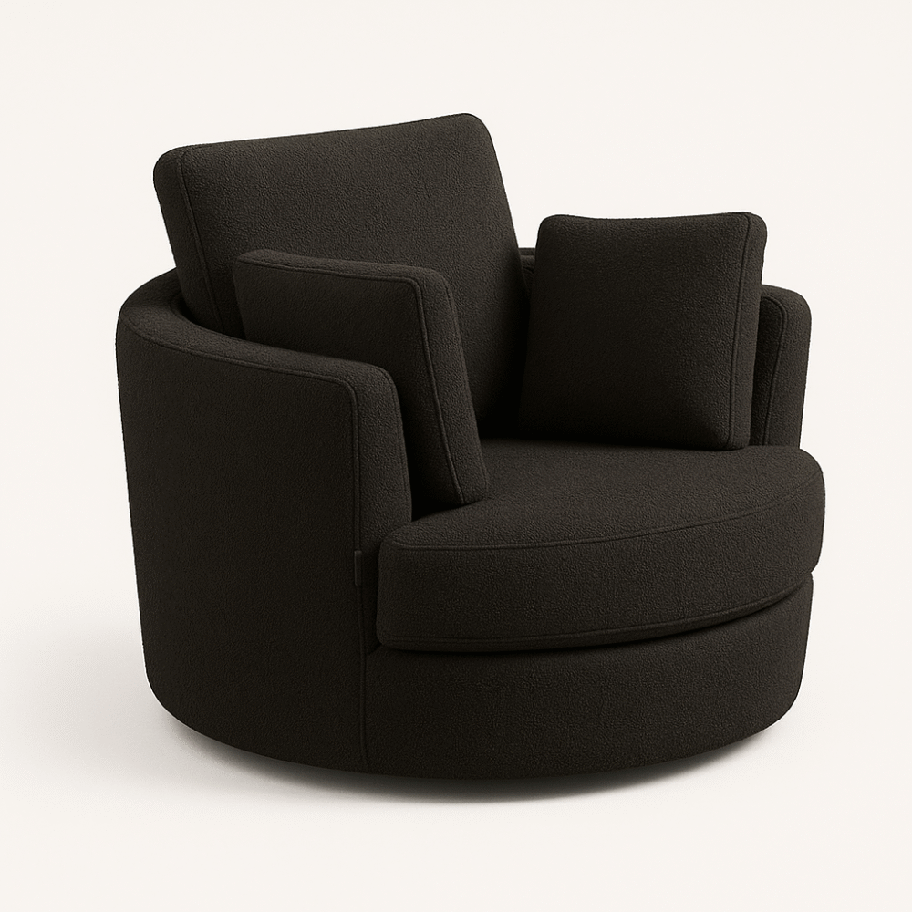 Cuddle Petite Swivel Chair in Boucle Charcoal