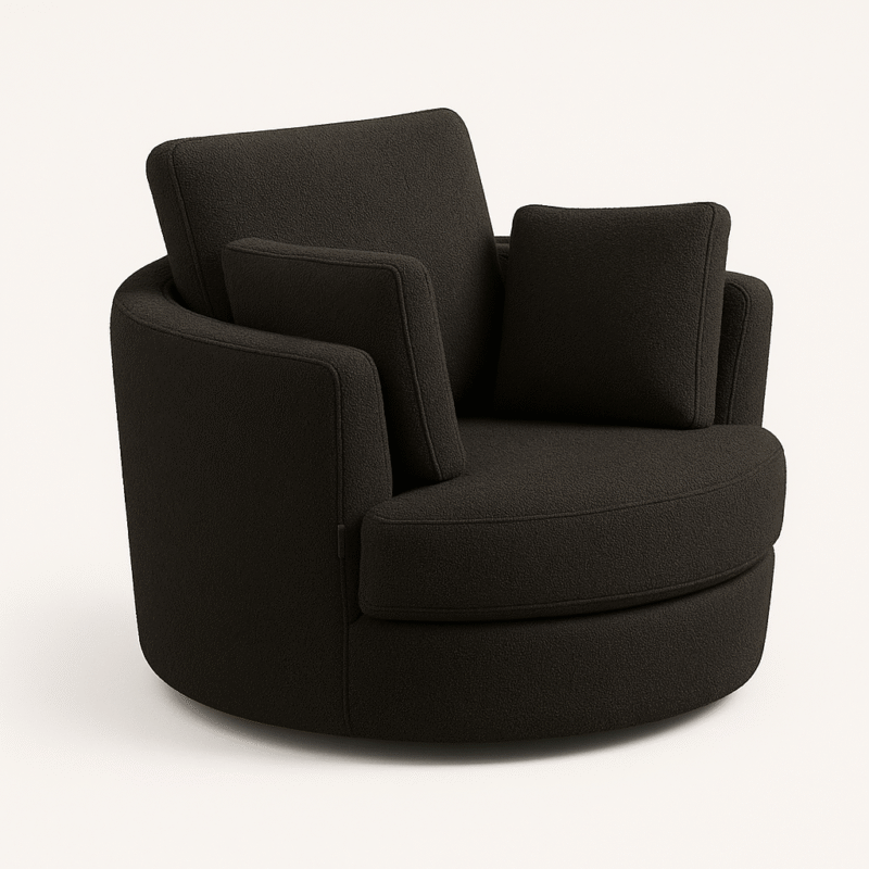 Cuddle Petite Swivel Chair in Boucle Charcoal