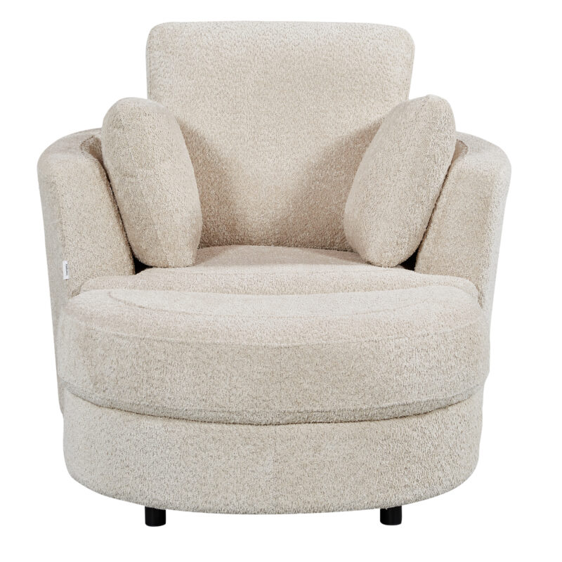 Cuddle Petite Swivel Chair in Boucle Almond
