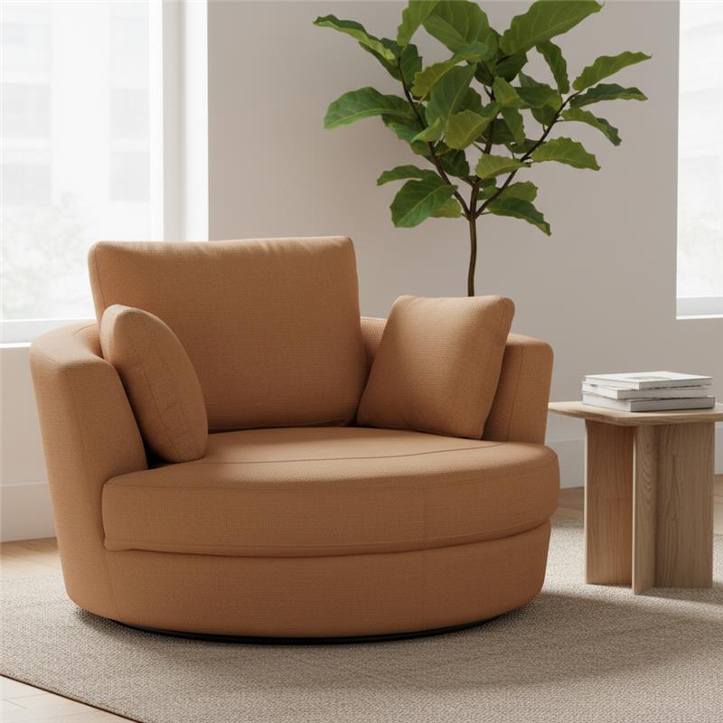 Cuddle Swivel Chair in Plush Tan