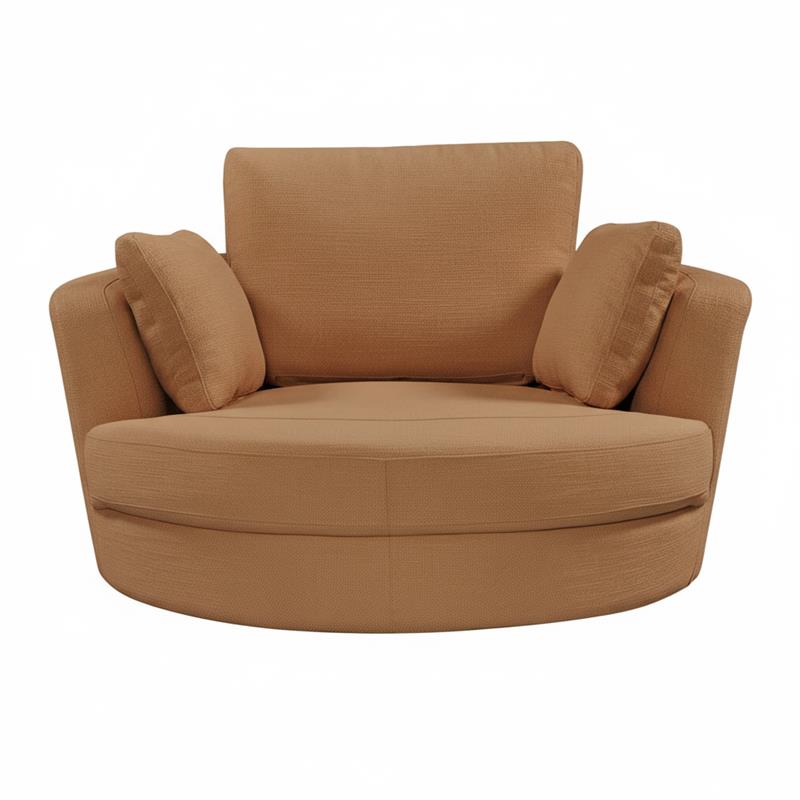 Alternative view of Cuddle Swivel Chair & Ottoman in Plush Tan