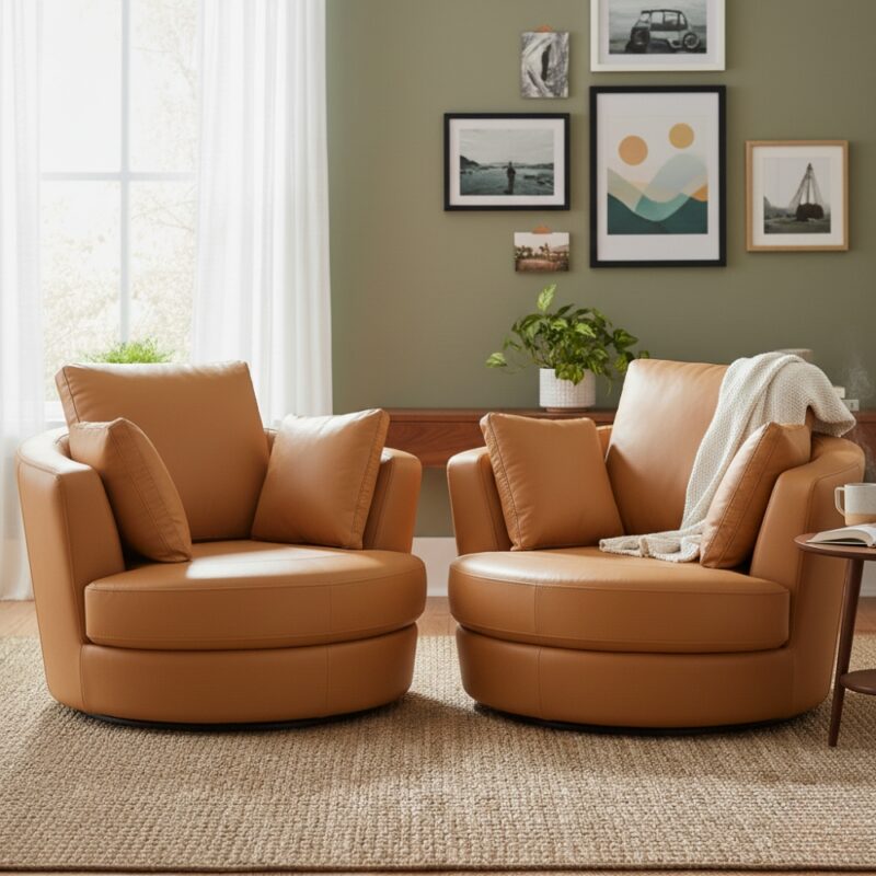 Alternative view of Cuddle Swivel Chair in Plush Tan