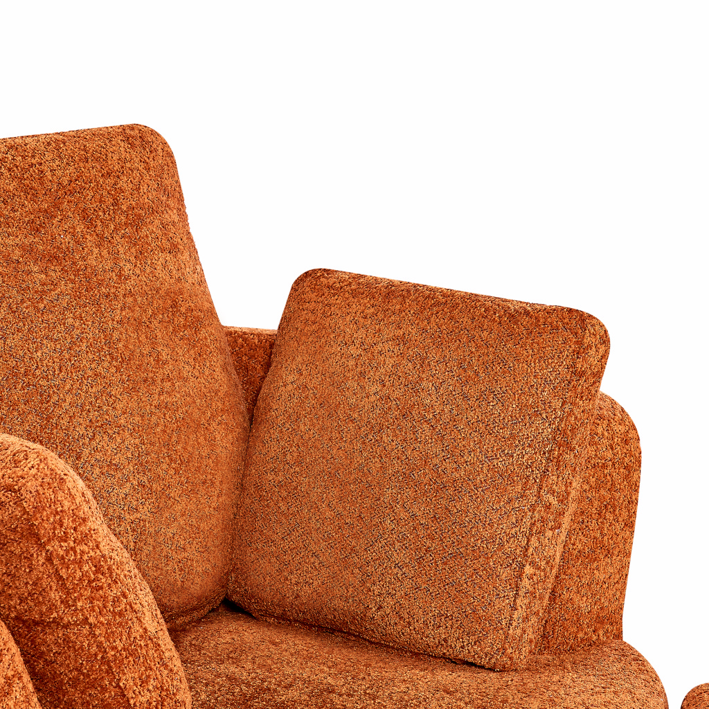Cuddle Chair Petite Swivel Boucle Tangerine + Ottoman - Image 3
