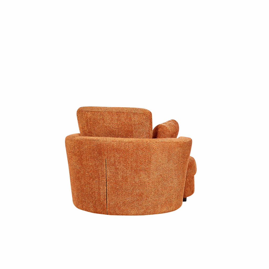 Cuddle Chair Petite Swivel Boucle Tangerine + Ottoman - Image 9