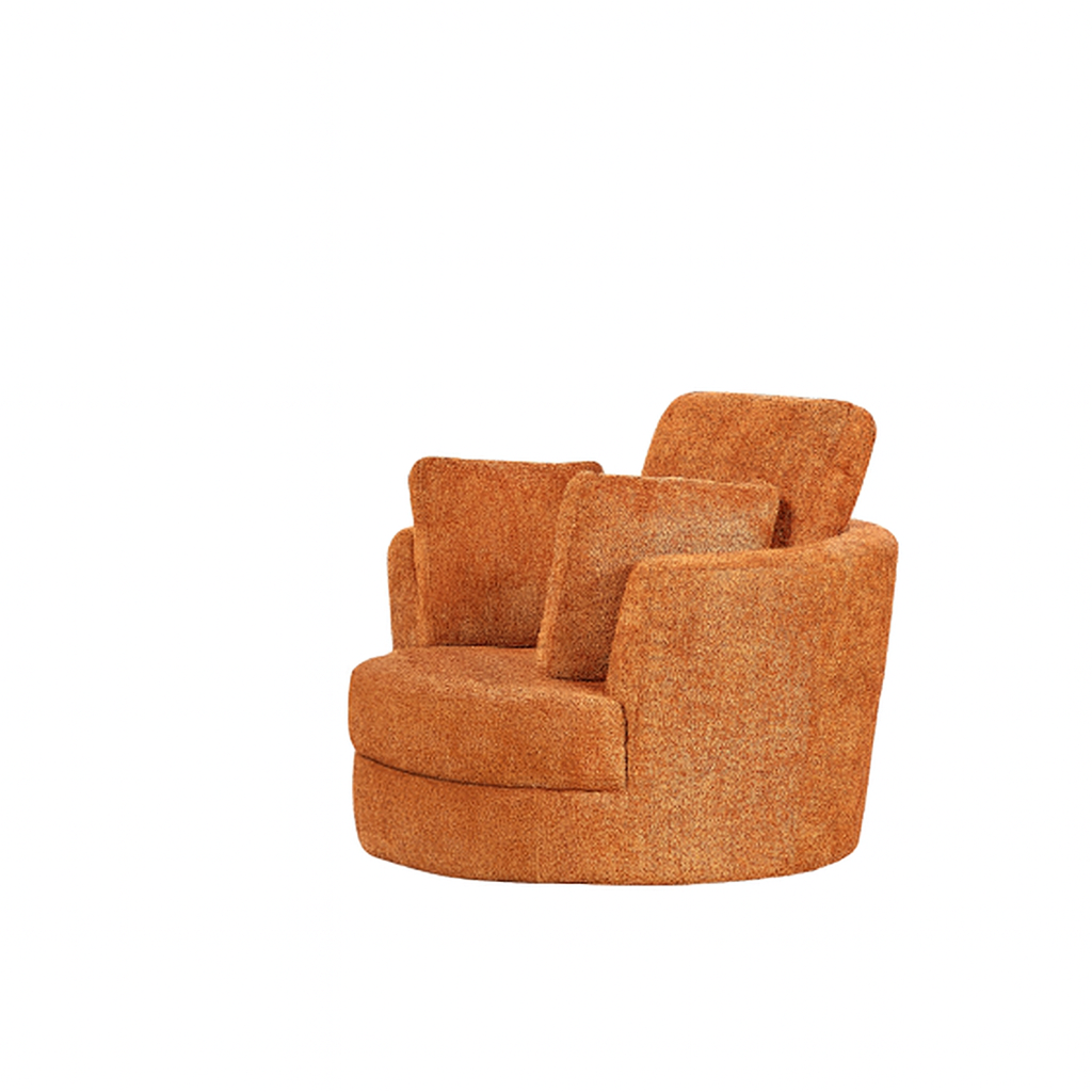 Cuddle Chair Petite Swivel Boucle Tangerine + Ottoman - Image 8