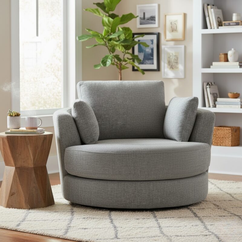 Cuddle Swivel Chair in Byron Sea Green Fabric