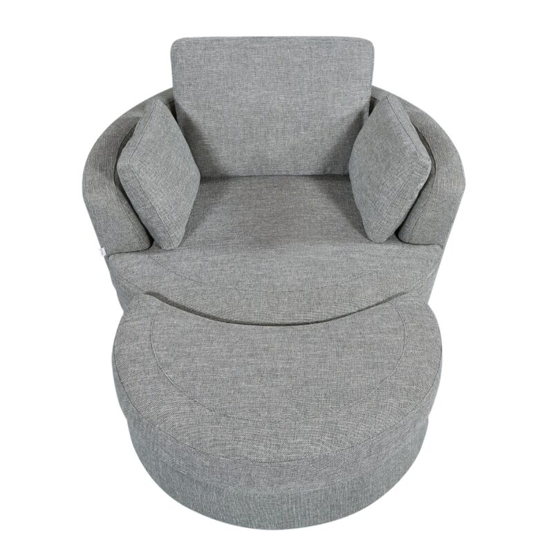 Alternative view of Cuddle Swivel Chair in Byron Sea Green Fabric + Ottoman