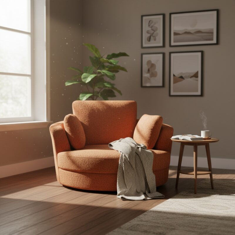 Cuddle Swivel Chair in Tangerine