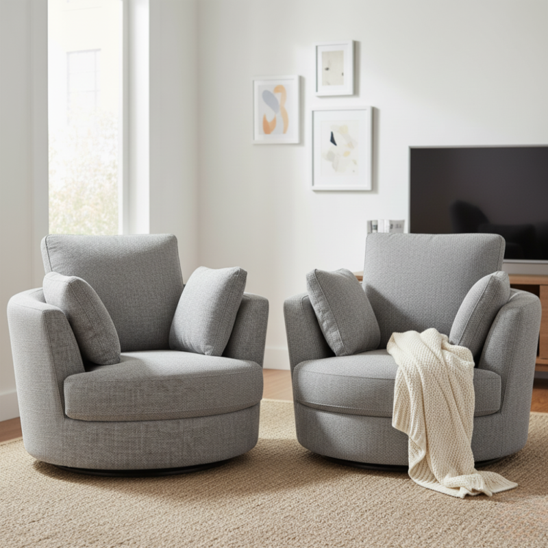 Alternative view of Cuddle Petite Swivel Chair in Byron Sea Green