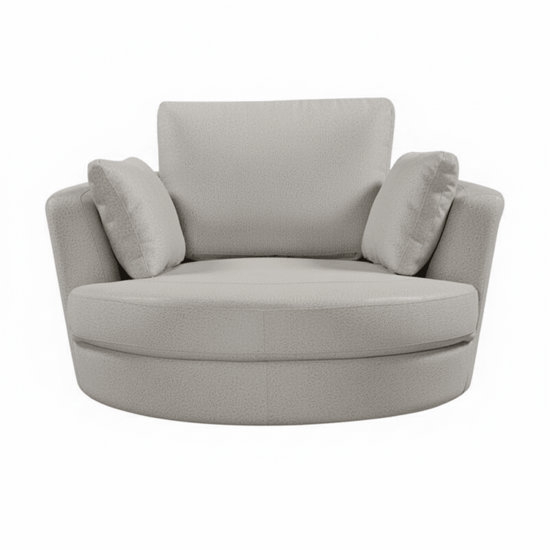 Cuddle Swivel Chair in Leather - Artisan Cream