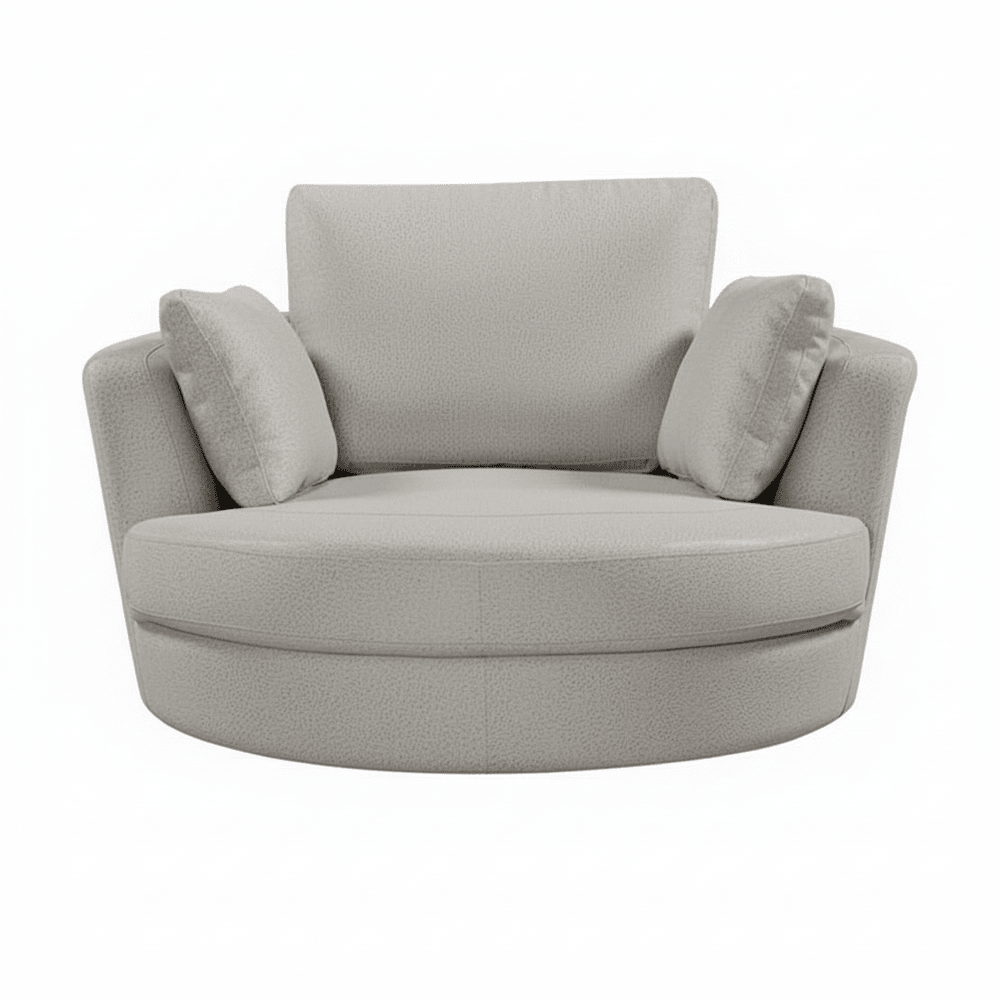 Cuddle Swivel Chair in Leather - Artisan Cream