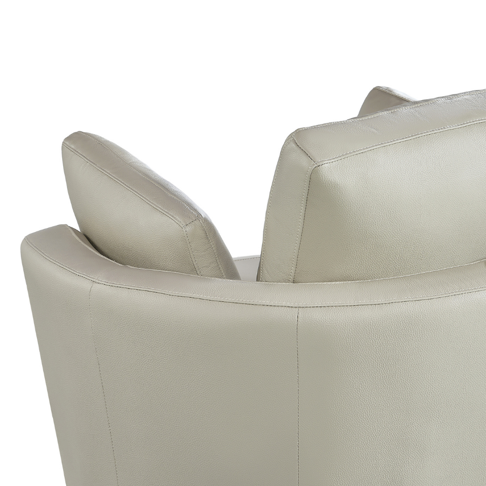 Cuddle Petite Swivel Chair in Leather - Artisan Cream - Image 6