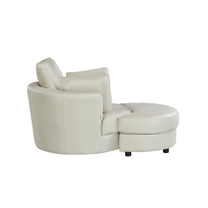 Cuddle Petite Swivel Chair in Leather - Artisan Cream - Image 2
