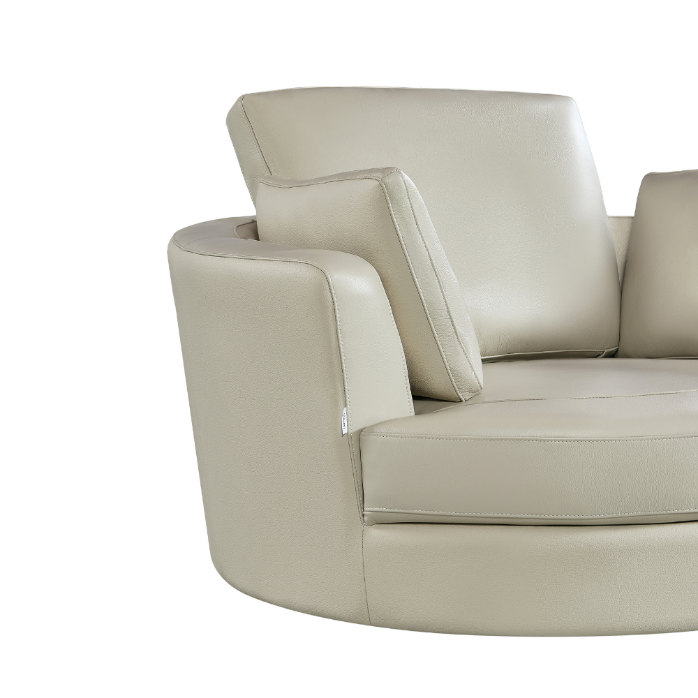 Cuddle Petite Swivel Chair in Leather - Artisan Cream - Image 8