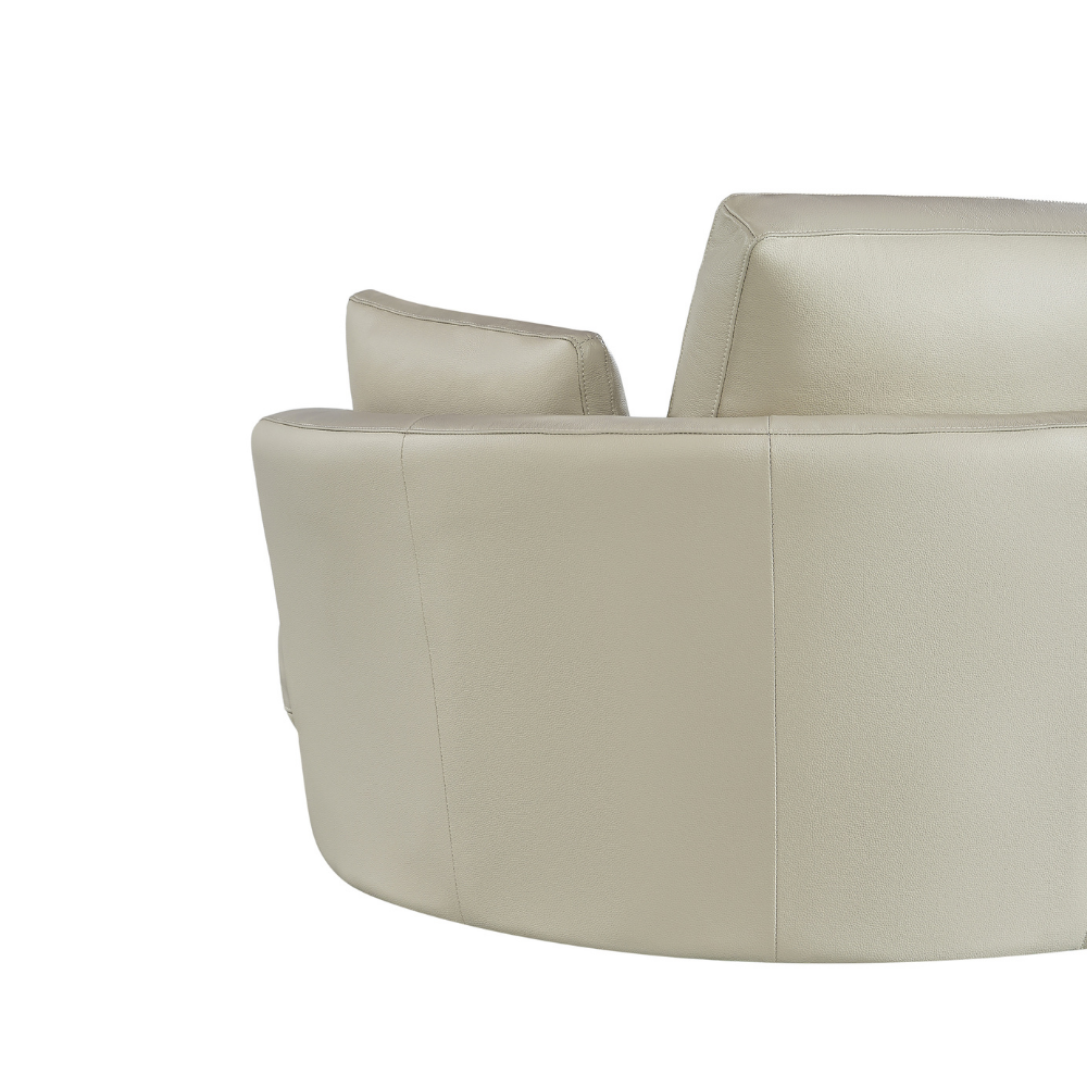 Cuddle Petite Swivel Chair in Leather - Artisan Cream - Image 9