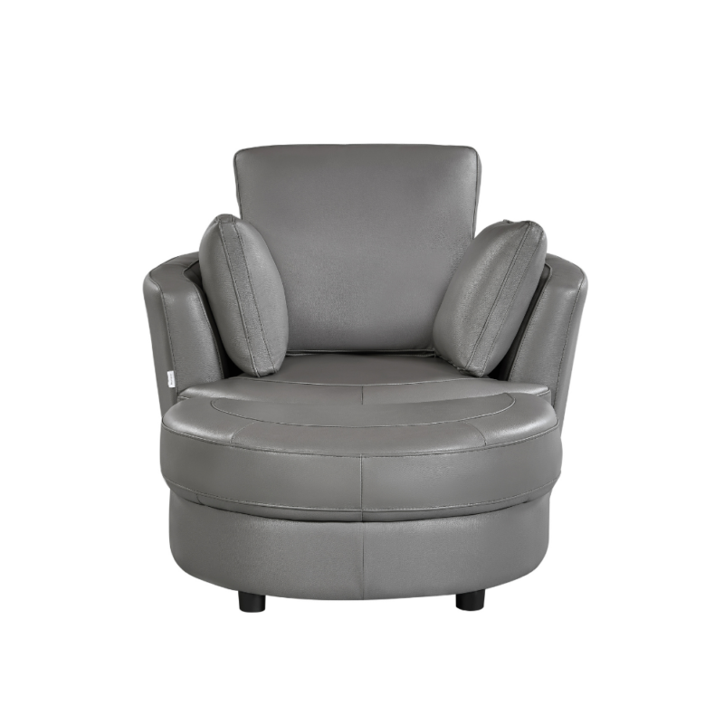 Cuddle Petite Swivel Chair in Leather – Artisan Stone