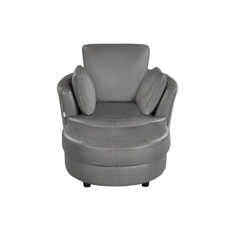 Cuddle Petite Swivel Chair in Leather – Artisan Stone - Image 5