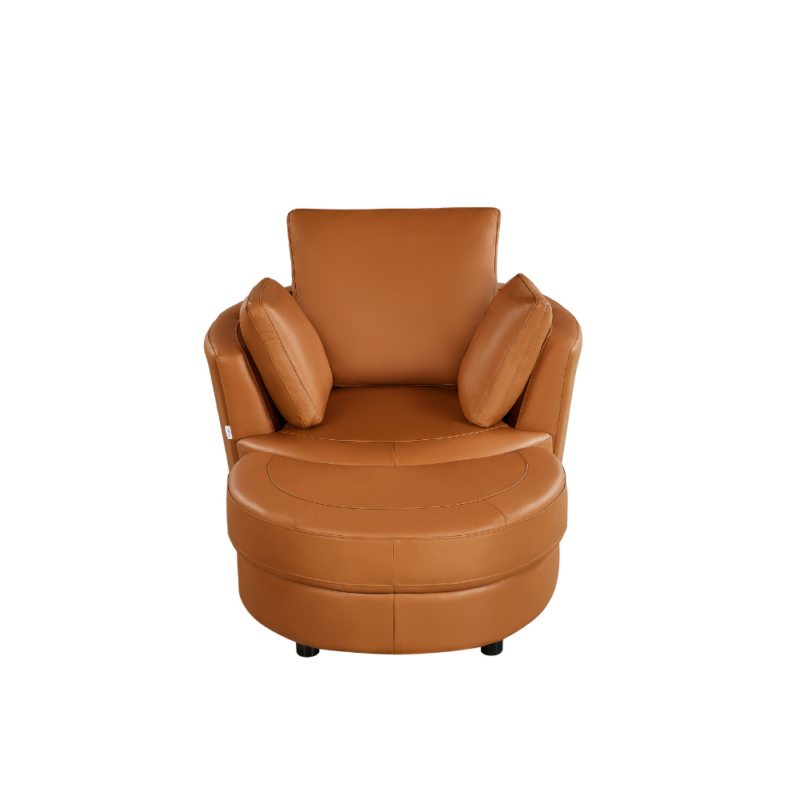 Cuddle Petite Swivel Chair in Leather – Artisan Tan - Image 6