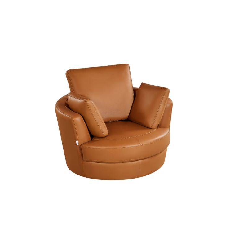 Cuddle Petite Swivel Chair in Leather – Artisan Tan