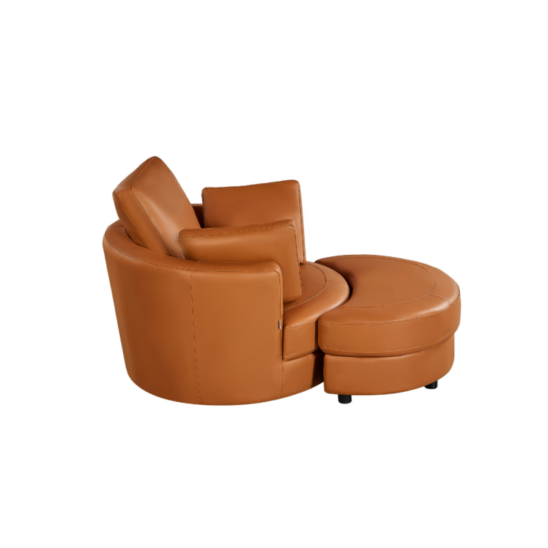Cuddle Petite Swivel Chair in Leather – Artisan Tan - Image 3