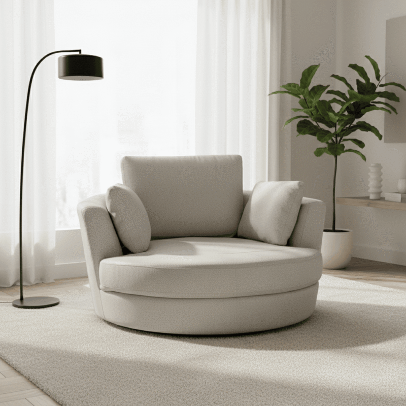 Alternative view of Cuddle Swivel Chair in Leather - Artisan Cream