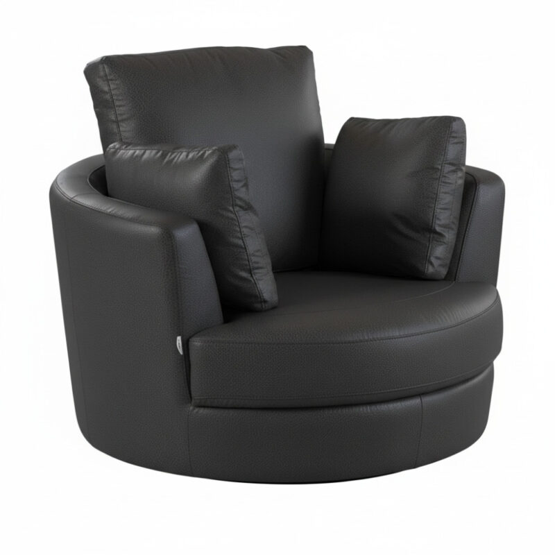 Alternative view of Cuddle Petite Swivel Chair in Leather – Artisan Charcoal