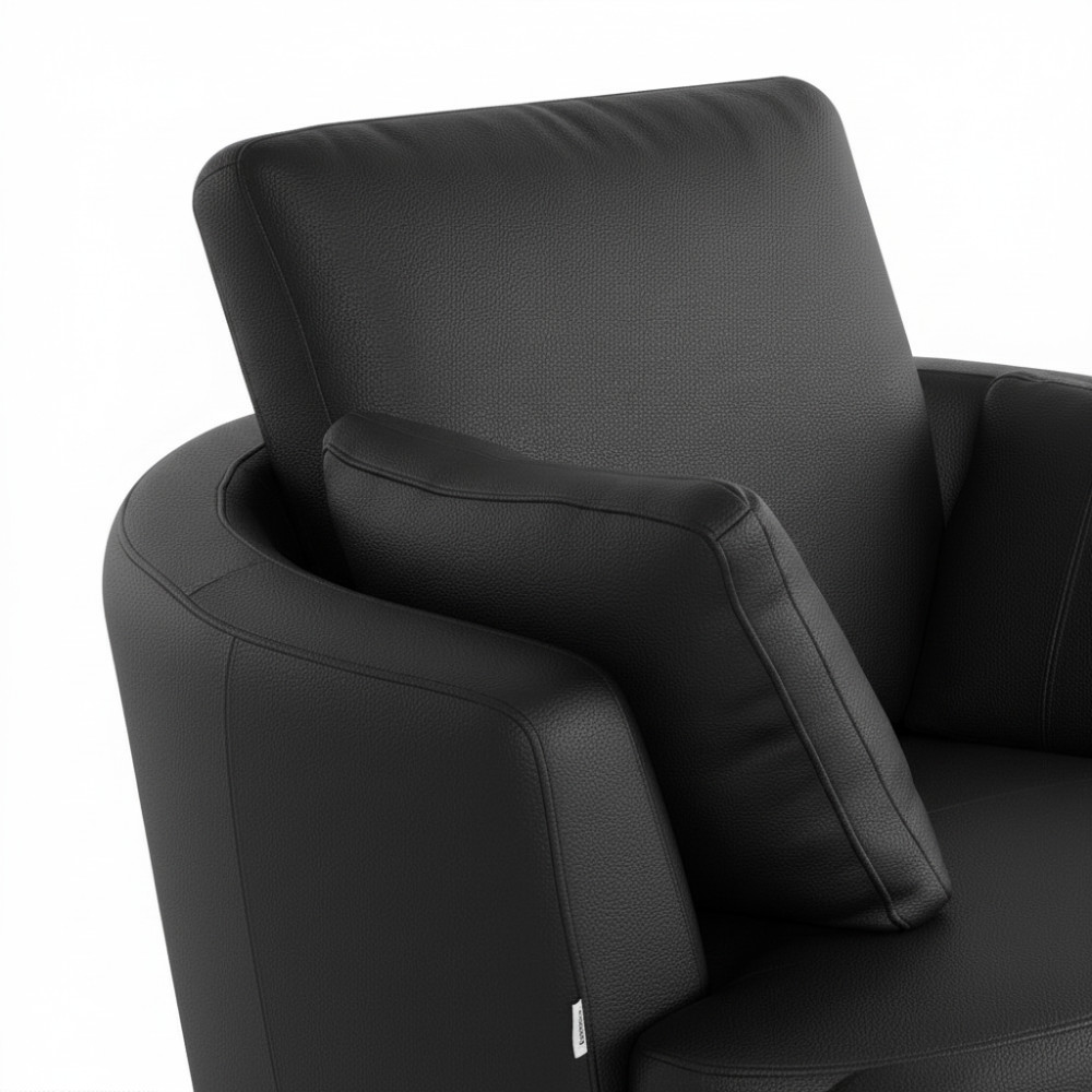 Cuddle Petite Swivel Chair & Ottoman in Leather – Artisan Charcoal - Image 8