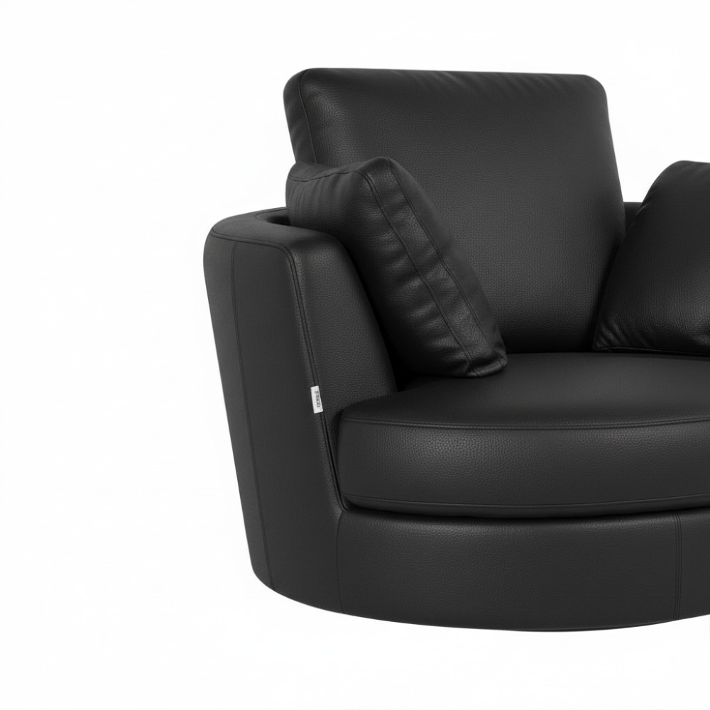 Cuddle Petite Swivel Chair & Ottoman in Leather – Artisan Charcoal - Image 9
