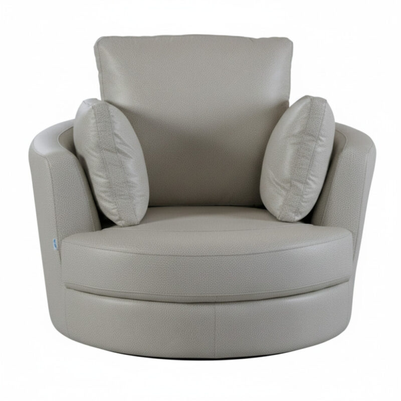 Cuddle Petite Swivel Chair in Leather - Artisan Cream