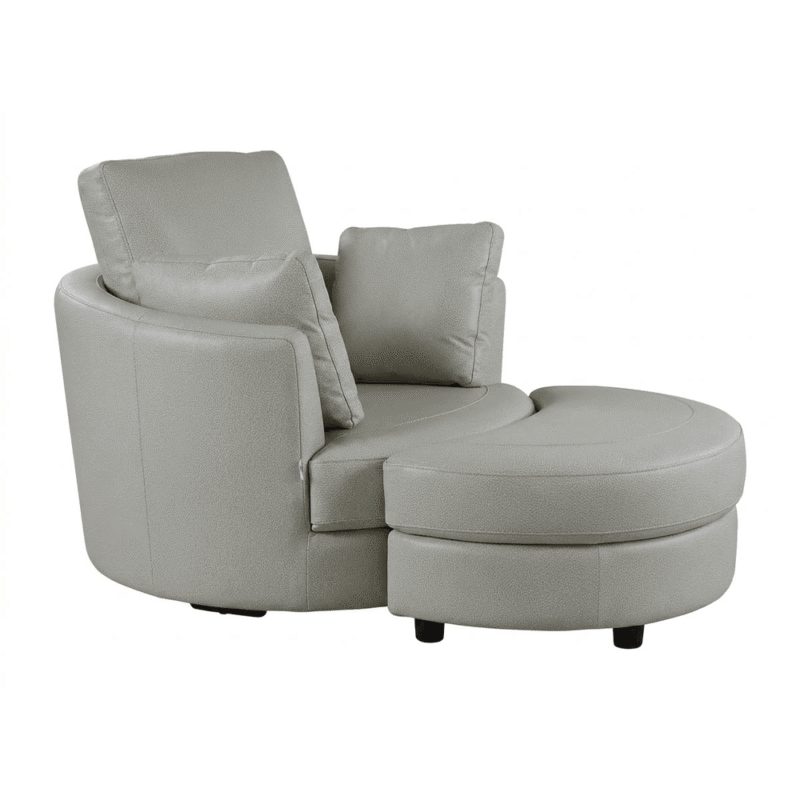 Cuddle Petite Swivel Chair & Ottoman in Leather - Artisan Cream