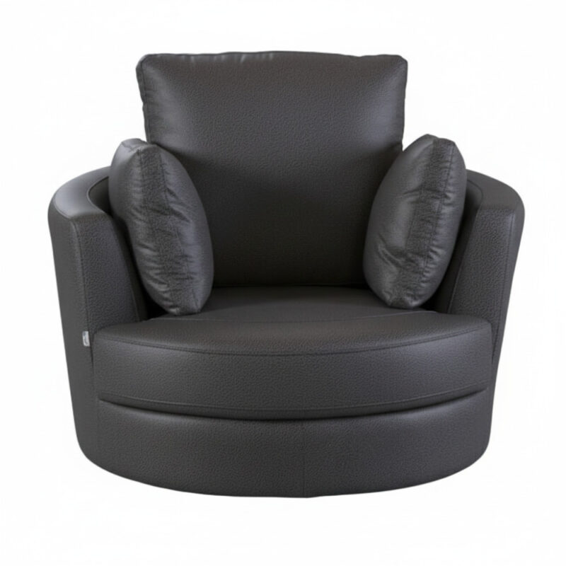 Cuddle Petite Swivel Chair in Leather – Artisan Stone