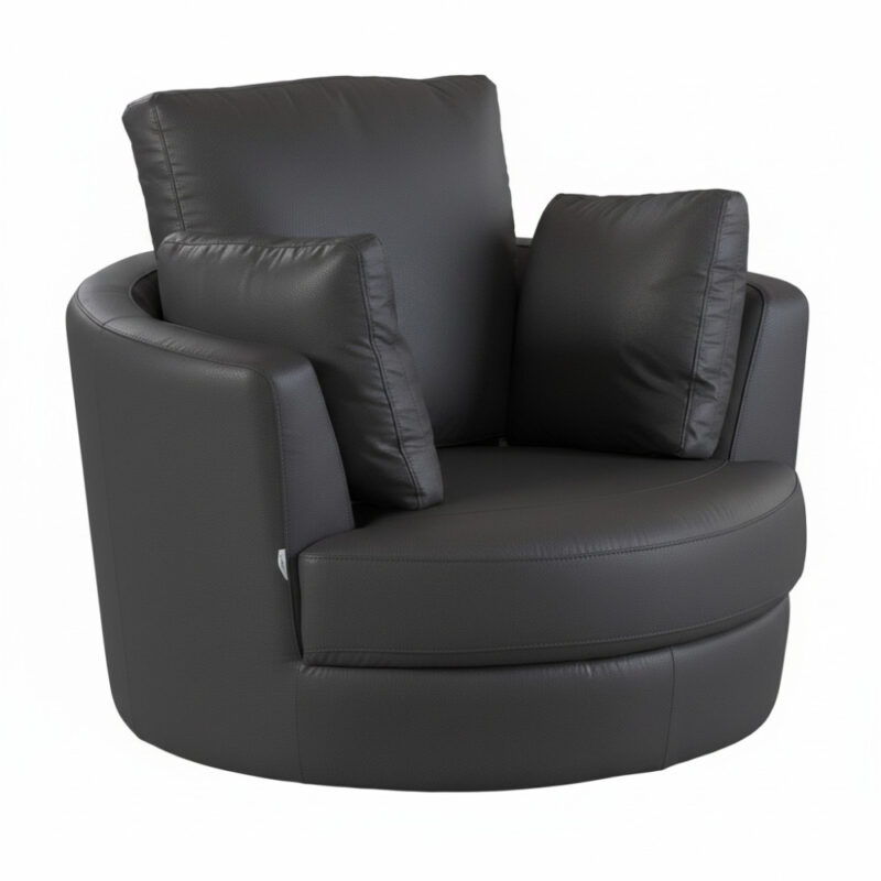 Alternative view of Cuddle Petite Swivel Chair in Leather – Artisan Stone