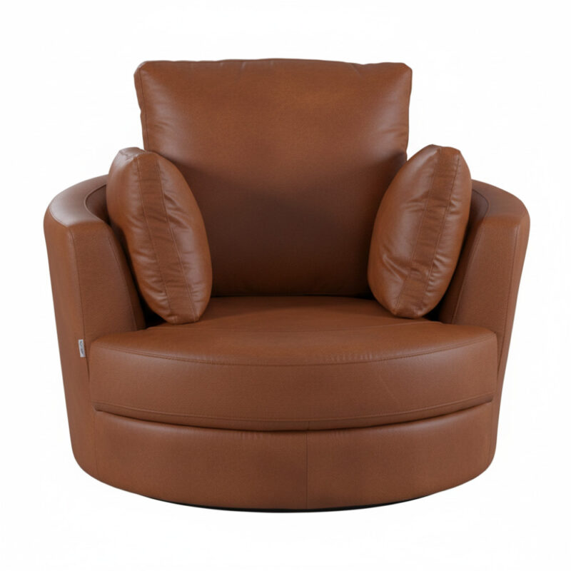 Cuddle Petite Swivel Chair in Leather – Artisan Tan