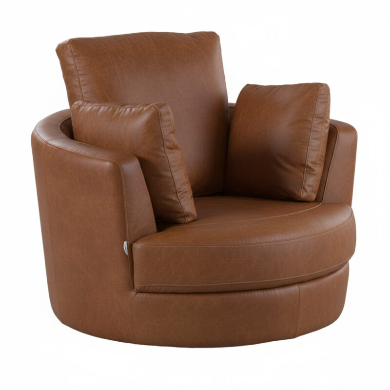 Alternative view of Cuddle Petite Swivel Chair in Leather – Artisan Tan