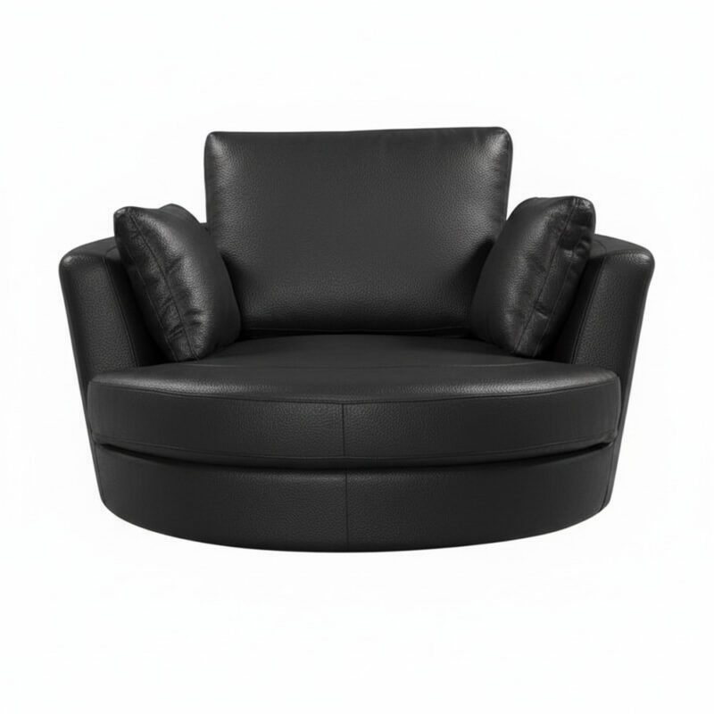 Cuddle Swivel Chair in Leather – Artisan Charcoal