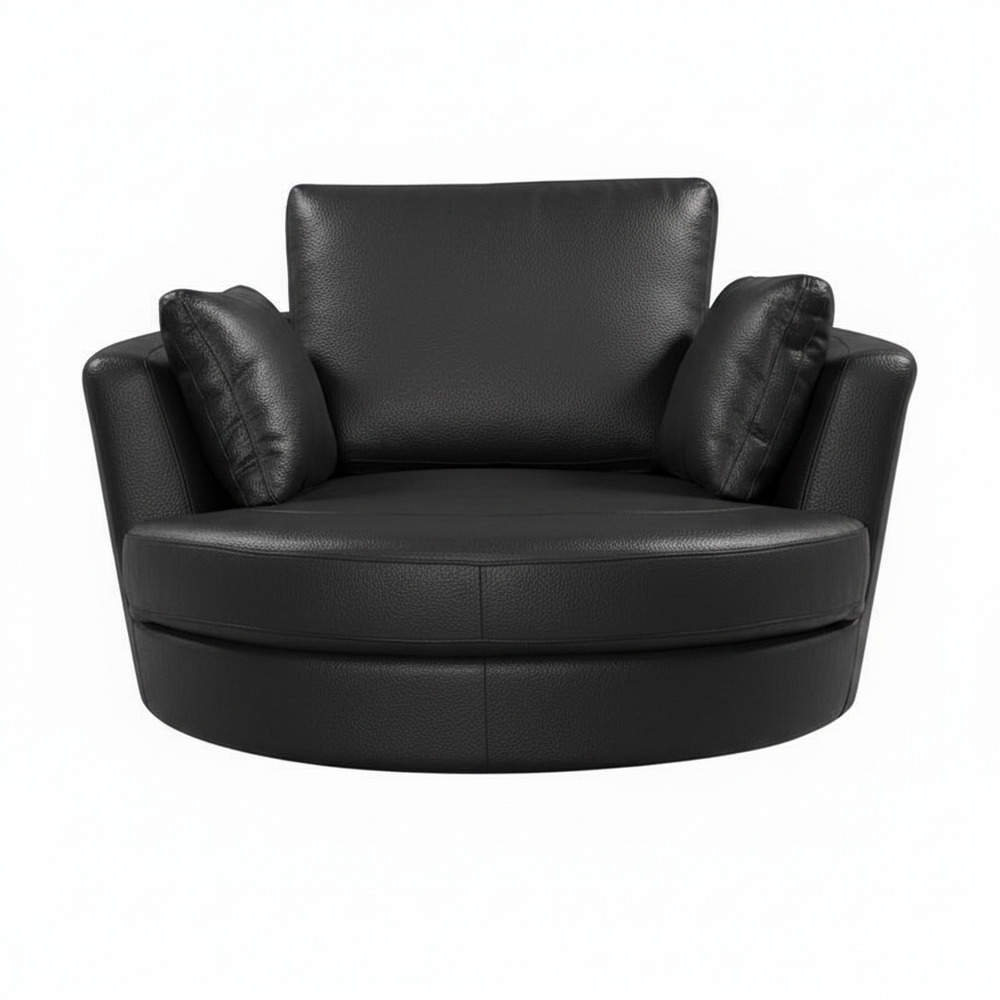 Cuddle Swivel Chair in Leather – Artisan Charcoal
