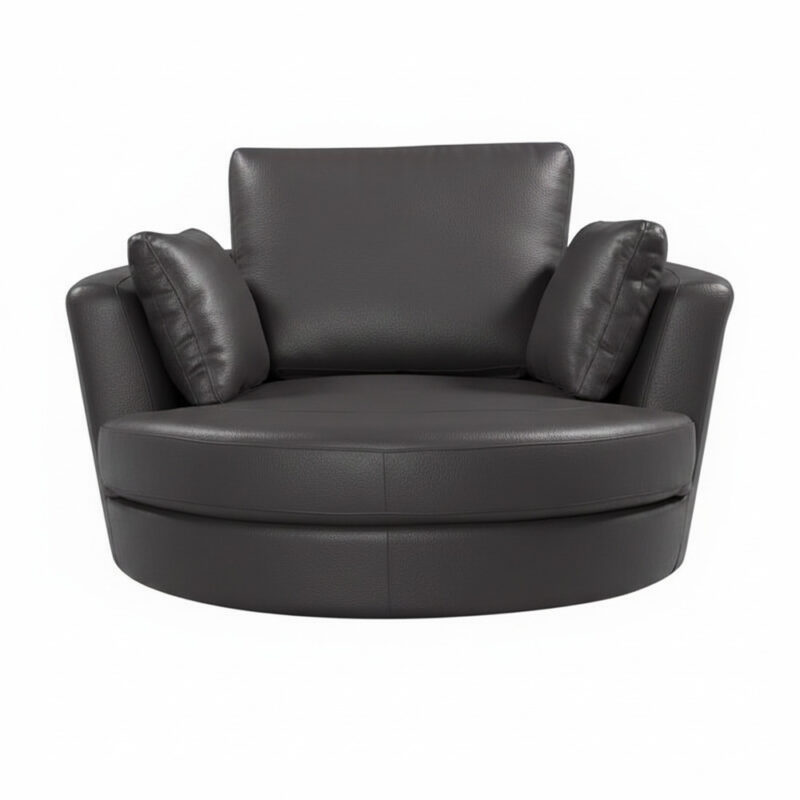 Cuddle Swivel Chair in Leather – Artisan Stone
