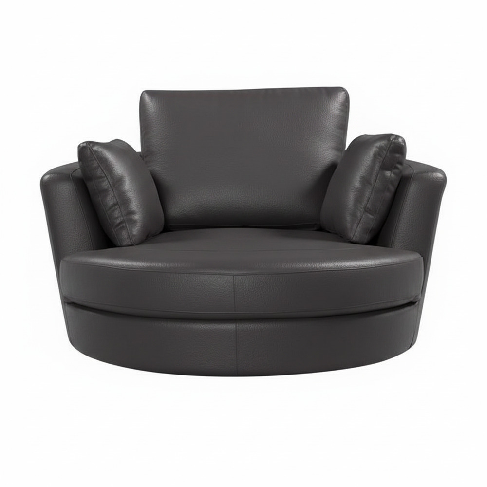 Cuddle Swivel Chair in Leather – Artisan Stone