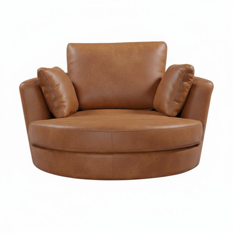 Cuddle Swivel Chair in Leather – Artisan Tan