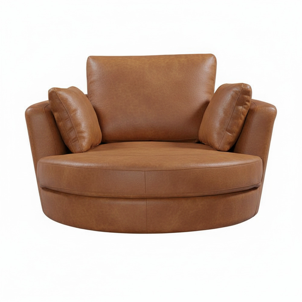 Cuddle Swivel Chair in Leather – Artisan Tan